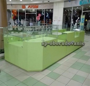 Торговый островок из стекла и ламината лайм