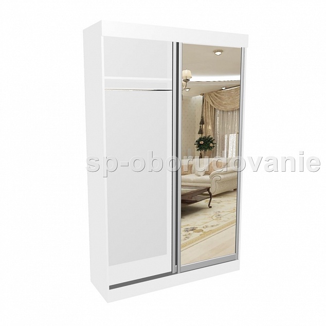 Шкаф белый с зеркальными дверьми купе SP1321