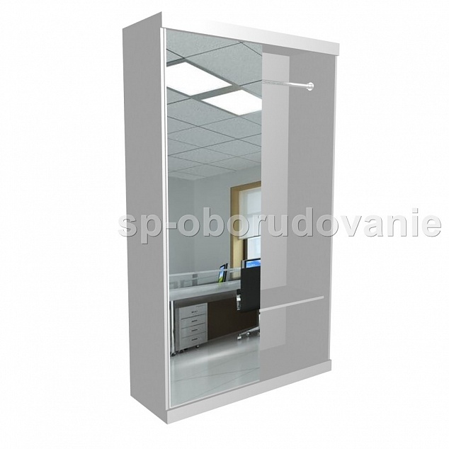 Шкаф серый для одежды с зеркалом SP1352
