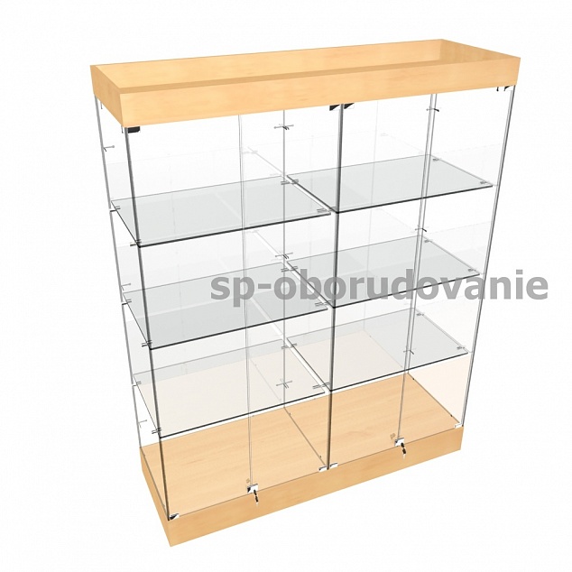 Вертикальный стеклянный шкаф широкий