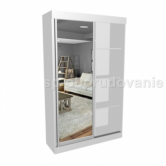 Шкаф серый с зеркальными дверьми купе SP1326