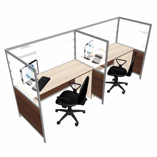 Алюминиевая офисная перегородка двойная 3000x900x1500 быстрое решение для организации рабочего пространства. Возможно производство под дизайн Вашего офиса